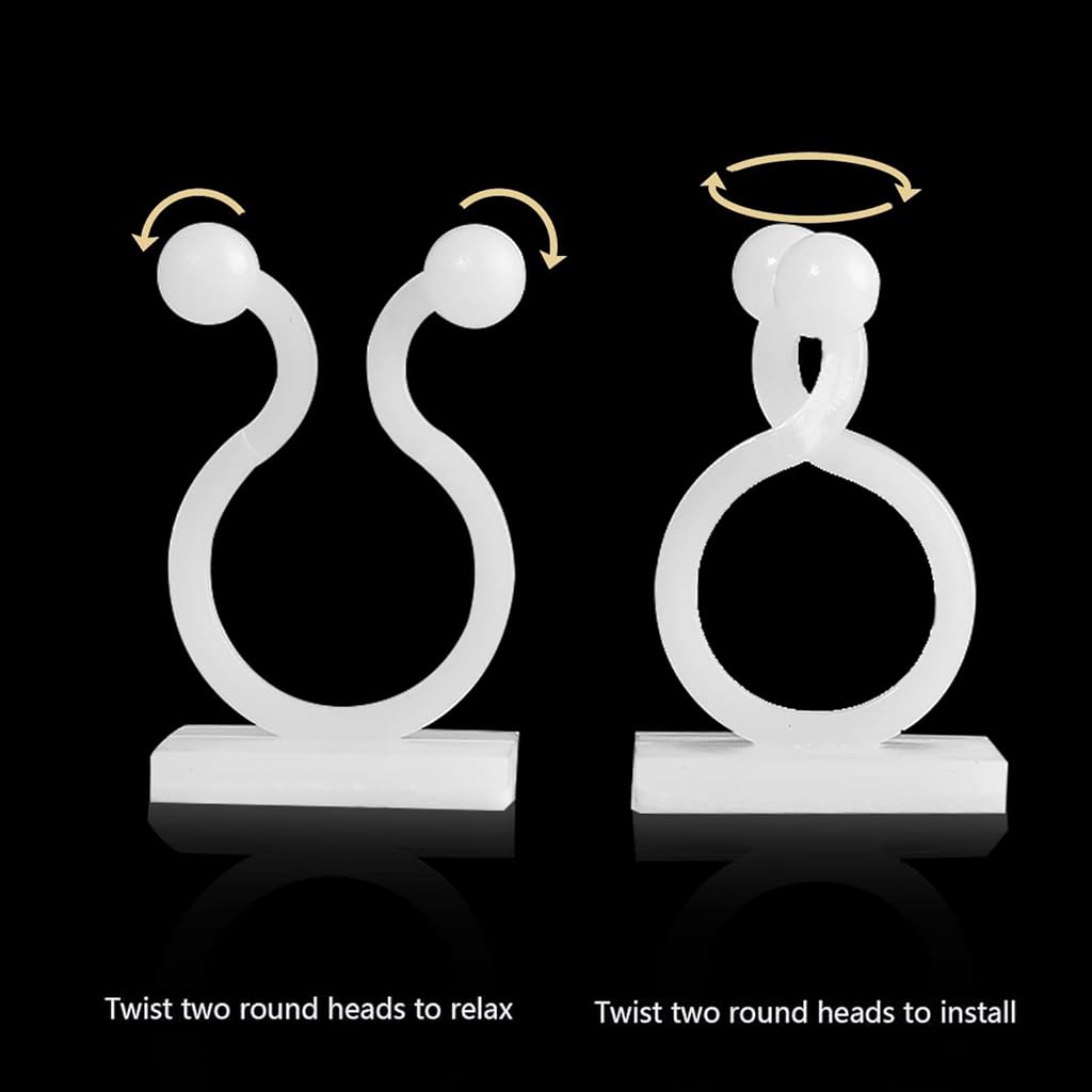 HASTHIP® Acrylonitrile Butadiene Styrene Wall Fixture Clips for Plant Climbing 100PCS Vine Climbing Fixer Self-Adhesive Hook Vines Clip Home White