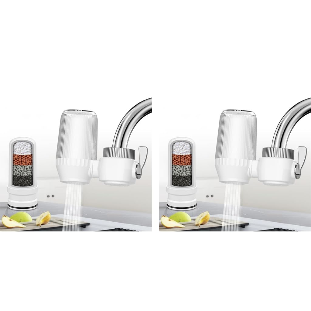 Supvox Faucet Water Filter for Home with Switching Valve and 0.1–0.2 Micron Carbon Core | 320 Gallon Capacity