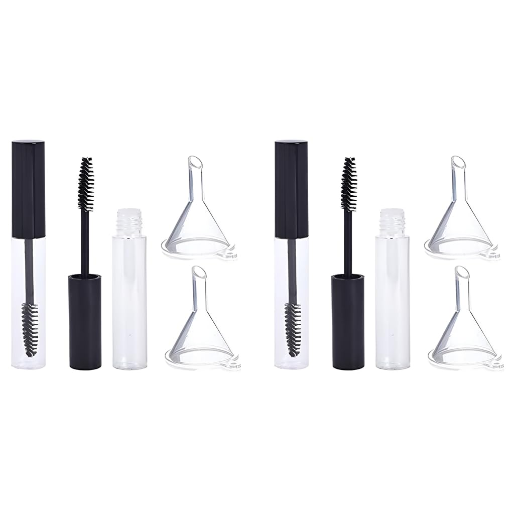 MAYCREATE Mascara Tube Wand Container for Castor Oil with Spiral Brush and Funnels | 10ml Travel Set
