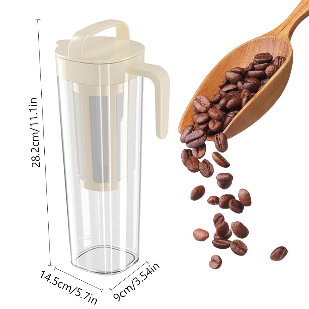 Supvox® 1100ml Cold Brew Iced Coffee Maker with Handle Portable Cold Brew Coffee Cup Food-Grade PP Cold Brew Iced Coffee Maker with Filter Cold Brew Iced Coffee Maker