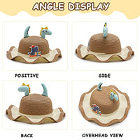 SNOWIE SOFT® Summer Straw Hats for Boys Girls 4-6-year-old Kids Cute Cartoon light weight breathable premium Hats Beach fishing Hats Ruffles Rim for Travel Outdoor Hat for Kids