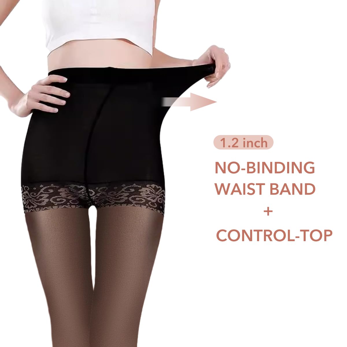 Zibuyu Women's Sheer Tights 2 Pack with Reinforced Toe for Elegant Comfort and Shaping | Nylon Stretch Pantyhose