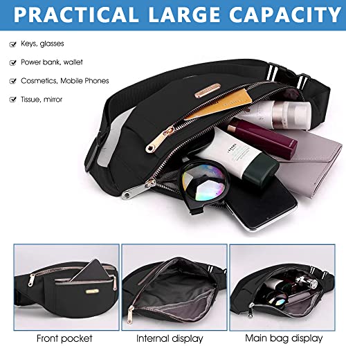 PALAY® Waist Bags for Women Girls Adjustable Strap Stylish Bumbag Chest Bag Waterproof Fanny Oxford Cloth Pack Outdoor Hiking Running Travel 2PCS
