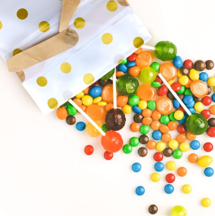 Zibuyu Gift Bags for Parties and Weddings featuring Drawstring Closure 25PC 23 x 15 cm | Reusable Polka Dot Design