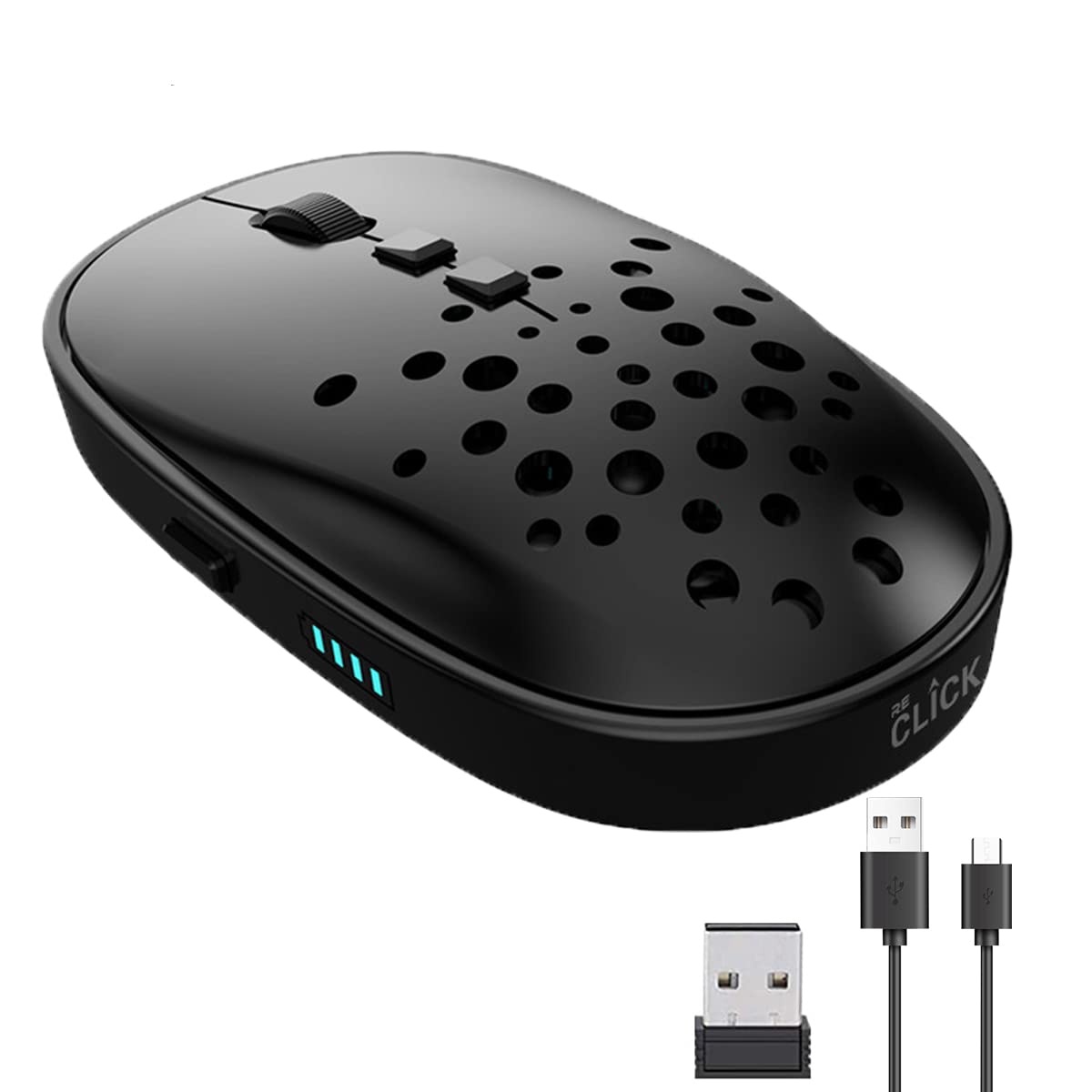 Verilux Wireless?Mouse?for?Laptops, Dual Mode Slient Bluetooth Mouse with 2.4Ghz Nano, Optical Cordless Rechargeable Mouse with 3 Adjustable DPI, Battery Indicator for PC Laptop MacBook Air Pro iPad