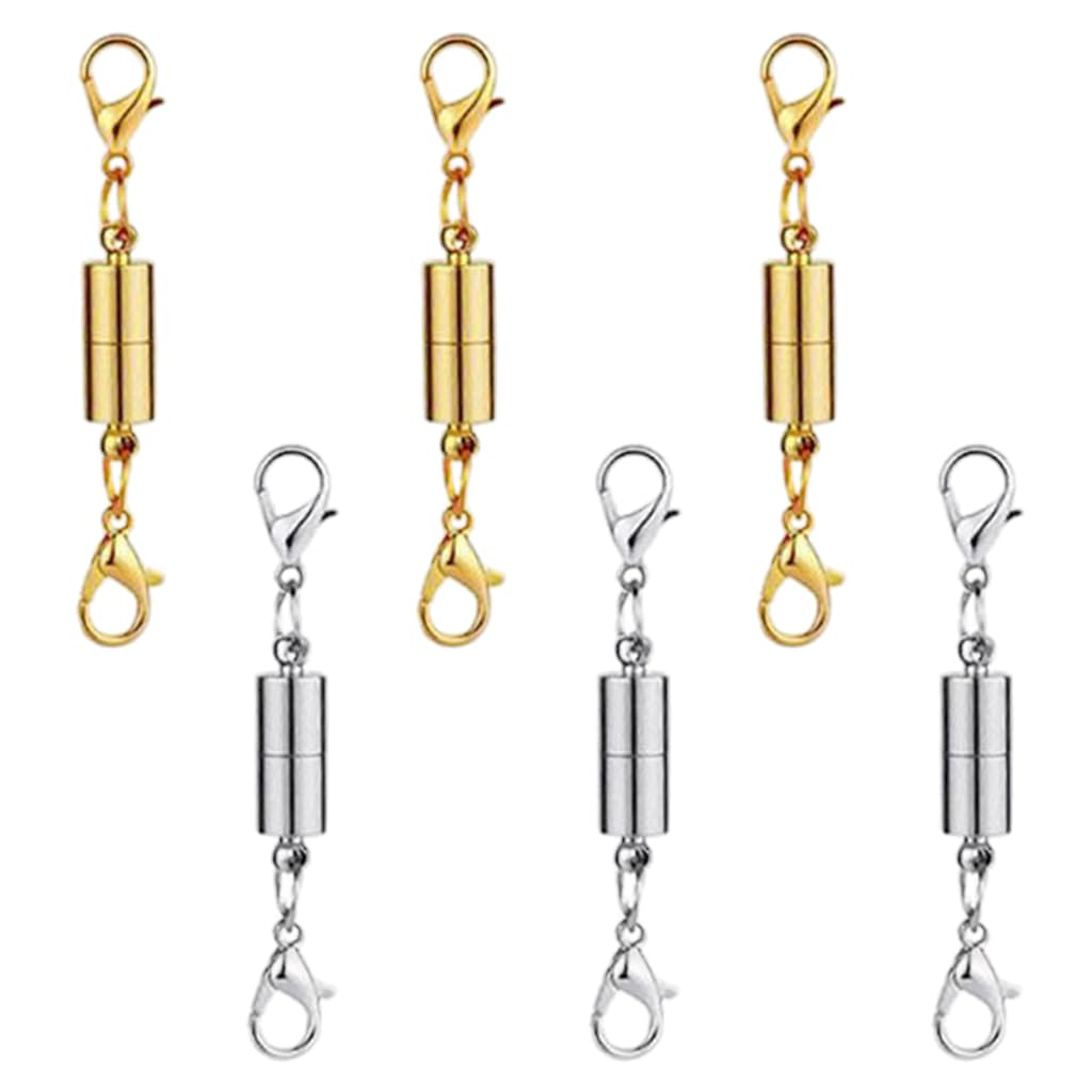 SANNIDHI 6 Pair Bracelet Lobster Clasps Strong Magnetic Bracelet Connector Clasps Accessories Gold and Silver Jewelry Clasps Extender Clasps for Jewelry Making, Bracelets