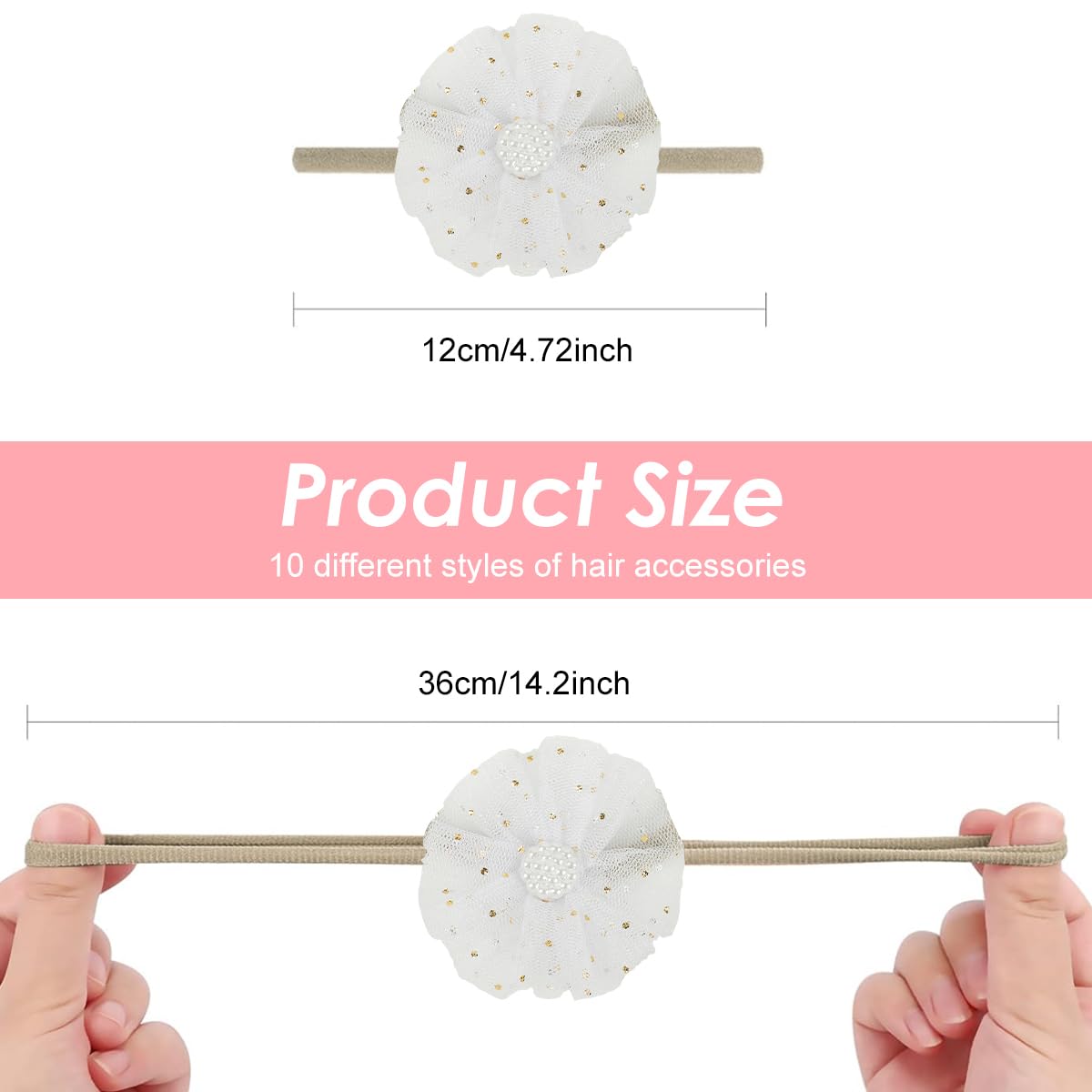 SNOWIE SOFT Hair Band Set for Baby Girls with Stretchable Fabric & 10Pcs Bows | Ideal Gift