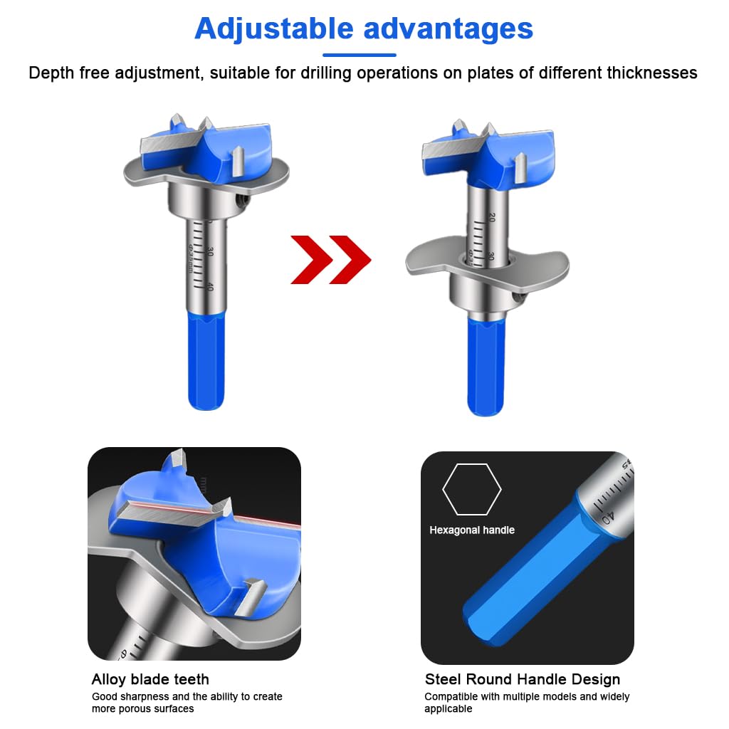 Serplex Concealed Hinge Jig Kit for Cabinet Installation with 35mm Forstner Bit and Guide Base