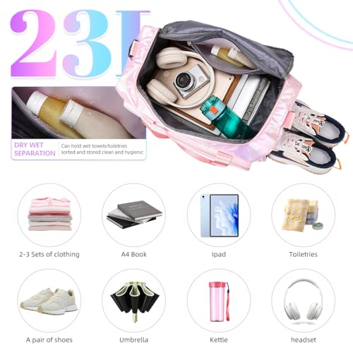 PALAY Gym Bag Women Fashion Duffle Bag with with Shoe Compartment Multifunctional Shoulder Bag with Removable Shoulder Strap Travel Day Pack Crossbody Bag for Gym, Travel