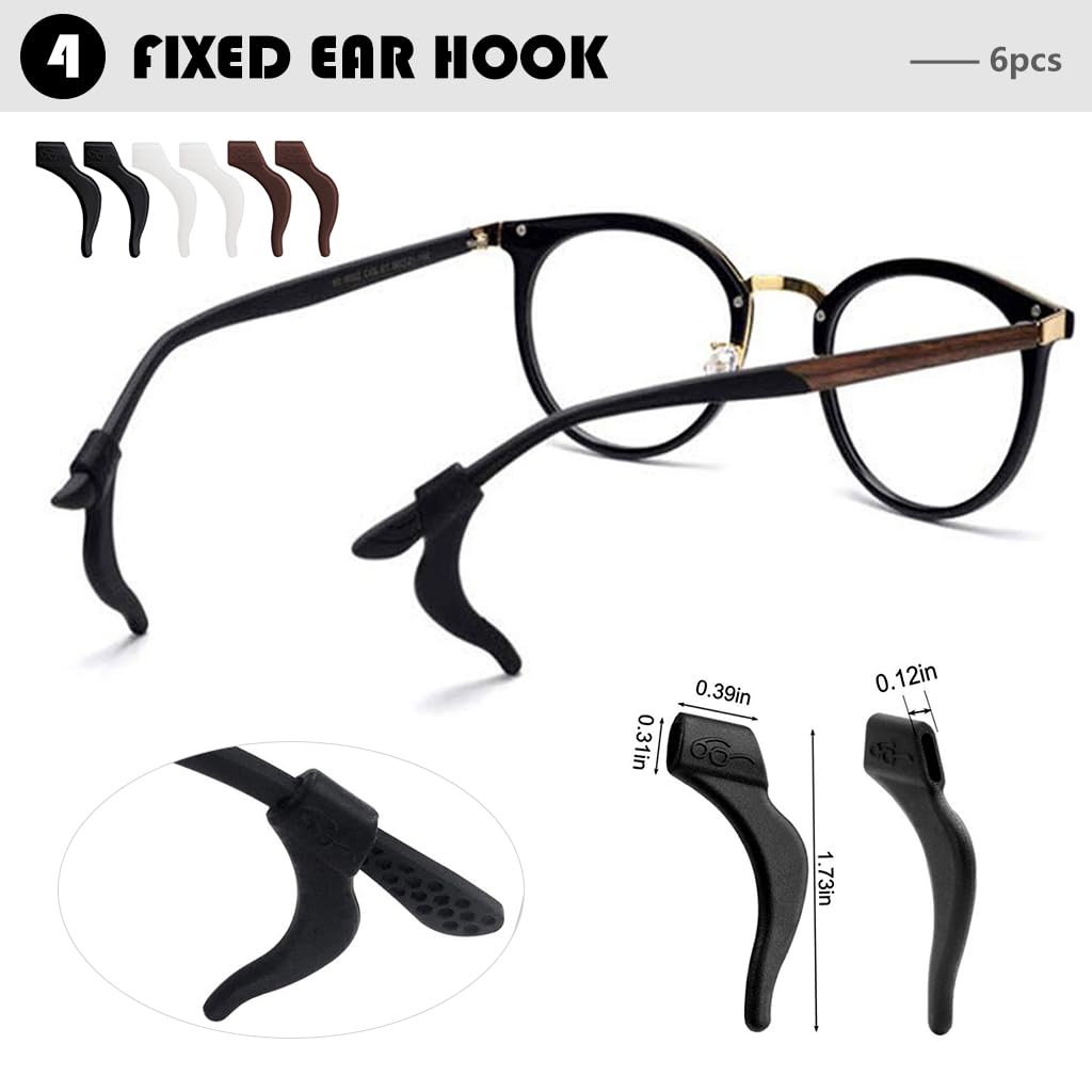 Serplex Eyeglasses Temple Grips Set with Anti Slip Silicone Design in 3 Colors | 12 Pairs