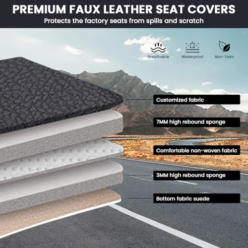 STHIRA® 1 Piece PU Leather Car Seat Cover Single-Seat Protector with Backside Storage Pouches