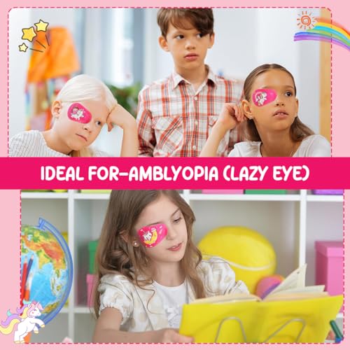HANNEA® 120PCS Eye Patches for Kids Unicorn Breathable Cotton Adhesive Patch After Surgery Non-woven Fabric for Lazy Eye Cover Eyesight Correction