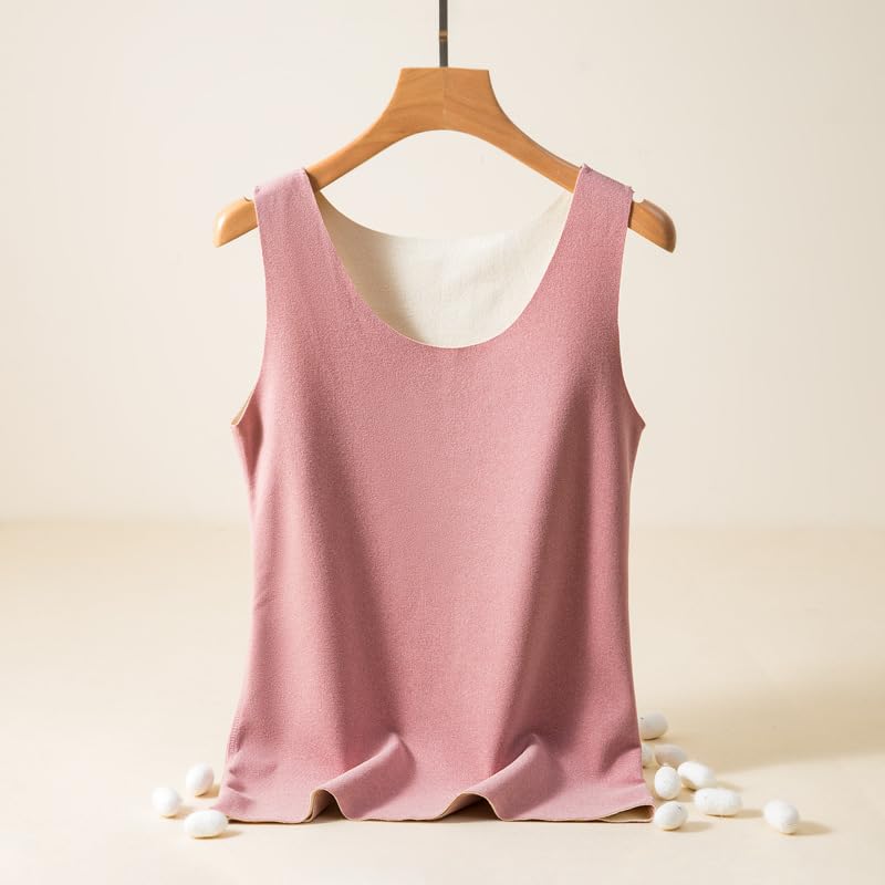 Venzina® Thermal Winter Base Wear for Women, Sleeveless Round Neck Fleece Vest, Soft & Moisture-wicking Fleece Inner Layer, Fashion Winter Base Top, Pink-M