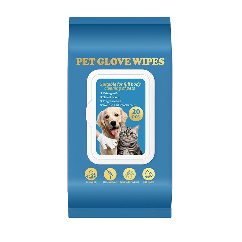 Qpets® 20 Pair Pet Glove Wipes for Dogs