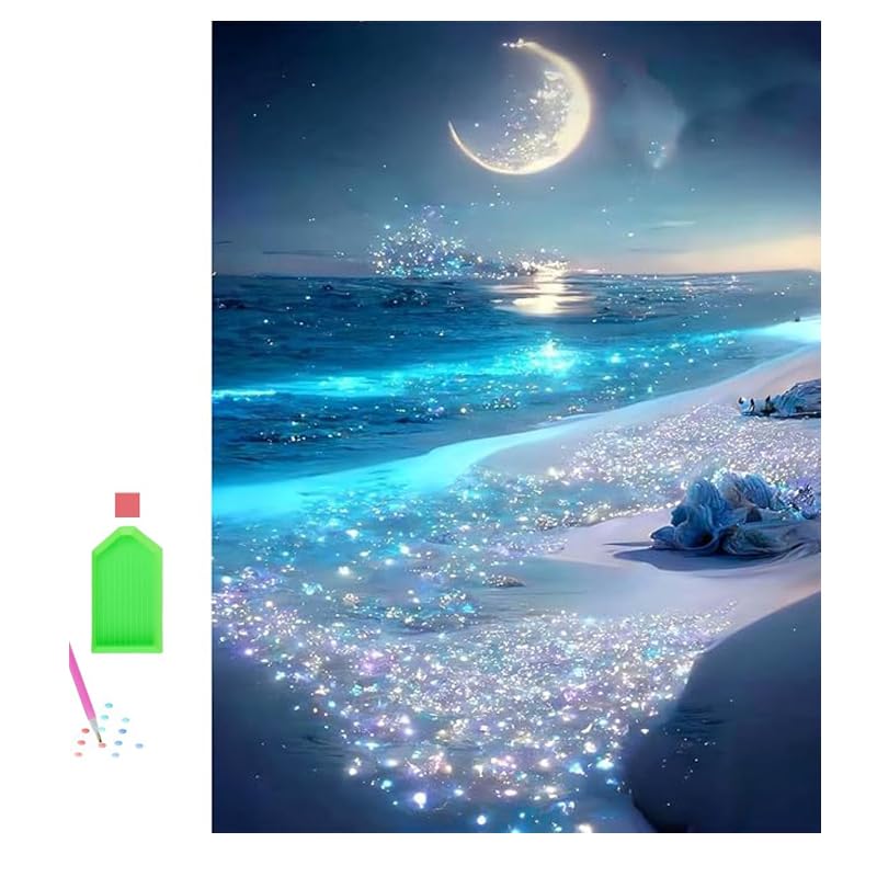 Zibuyu Beach Diamond Art Painting Kit for Relaxing Home Décor 30x40cm with Extra Beads & Tools