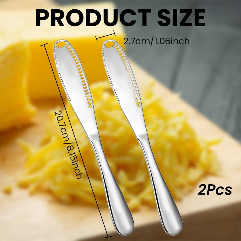 HASTHIP Butter Spreader Knife Set for Cold Butter with 8 in Design and Shredding Holes