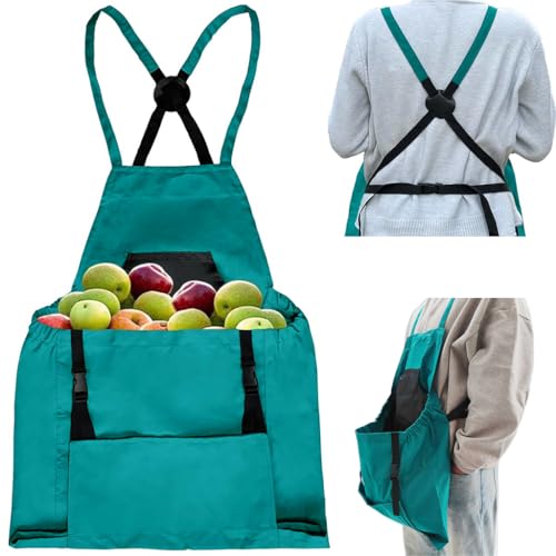 HASTHIP® Gardening Apron Utility Apron Picking Apron with Dual Front Pocket Adjustable Tie-back Gardening Apron Packable Oxford Cloth Waterproof Gardening Utility Apron
