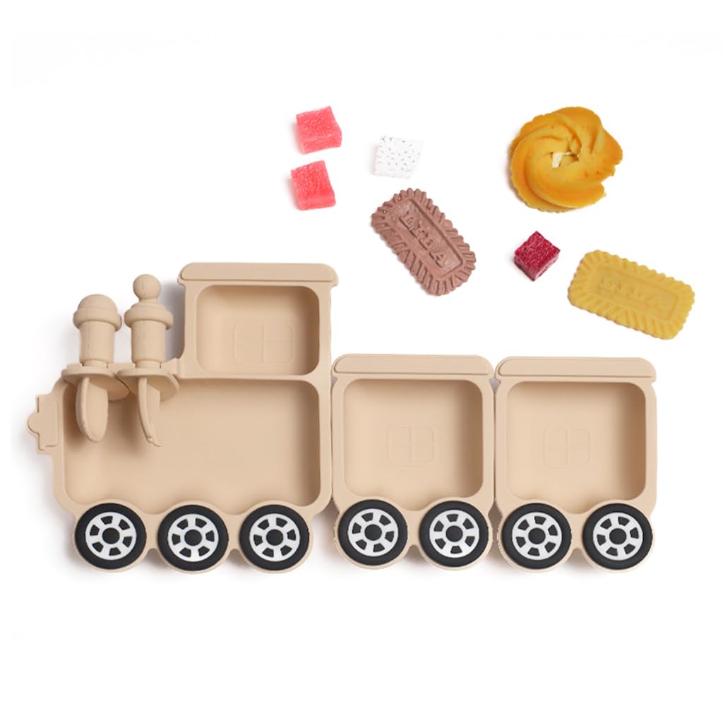 SNOWIE SOFT Silicone Baby Feeding Set for Toddlers with 4 Compartments and Spoon Storage | BPA-Free Food Grade Silicone Plate