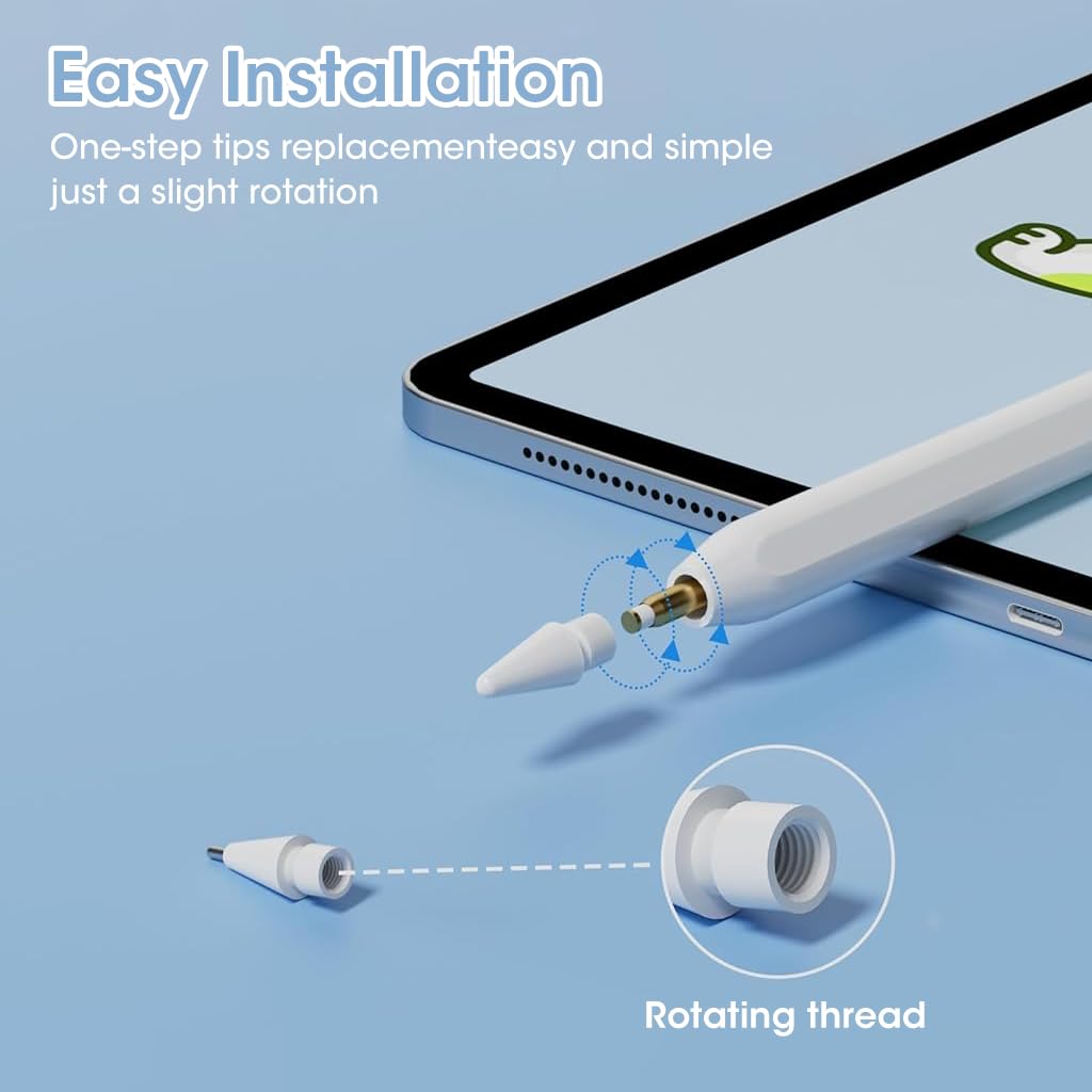 Zeitel Replacement Tips for Apple Pencil 1st and 2nd Gen 8pcs with Plastic and Metal Nibs