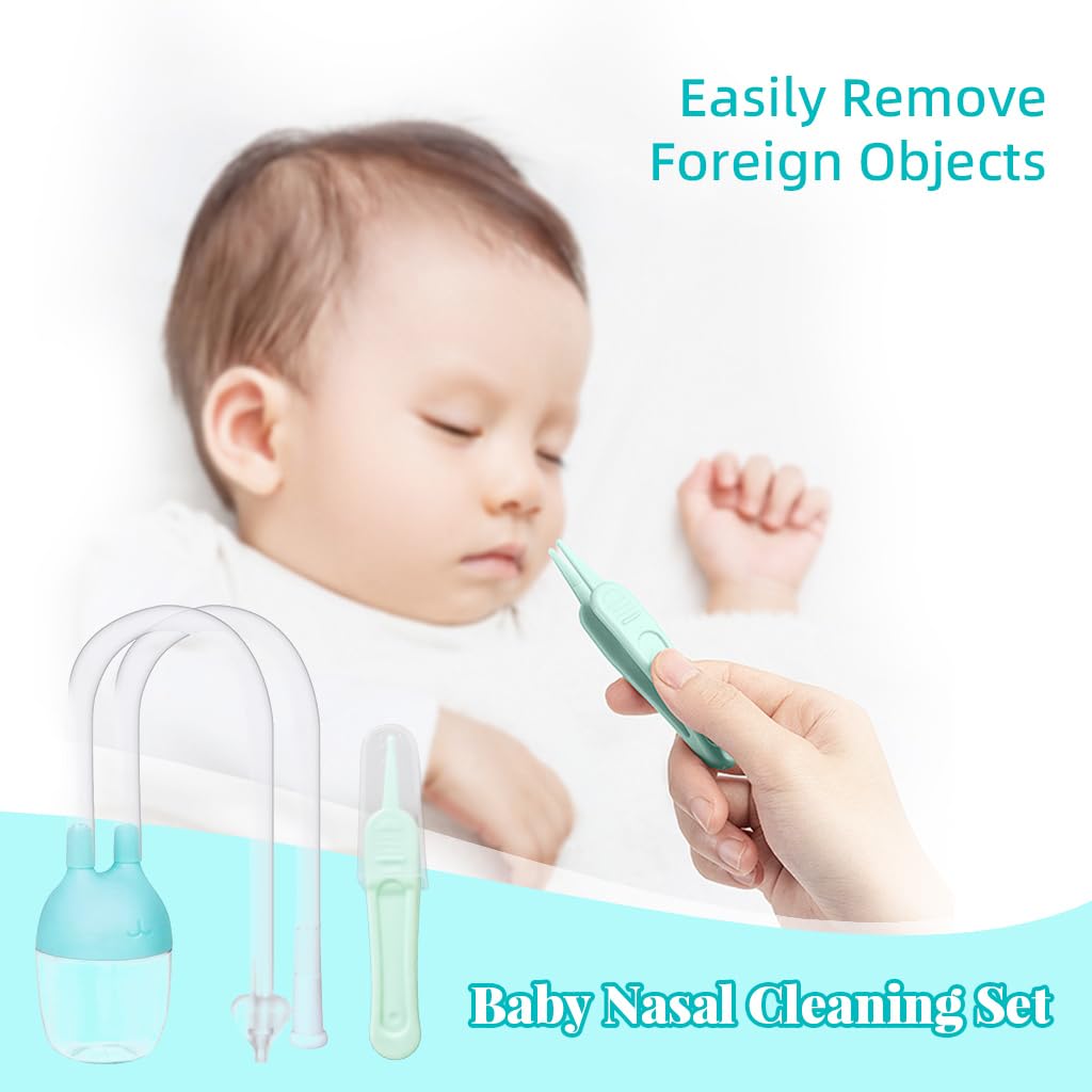 SNOWIE SOFT® Nasal Aspirator for Baby Baby Nasal Aspirator with Tweezers Baby Mucus & Booger Cleaning Sucker Device Soft Silicone Nasal Aspirator Oral Suction Baby Nose Cleaner for New Born