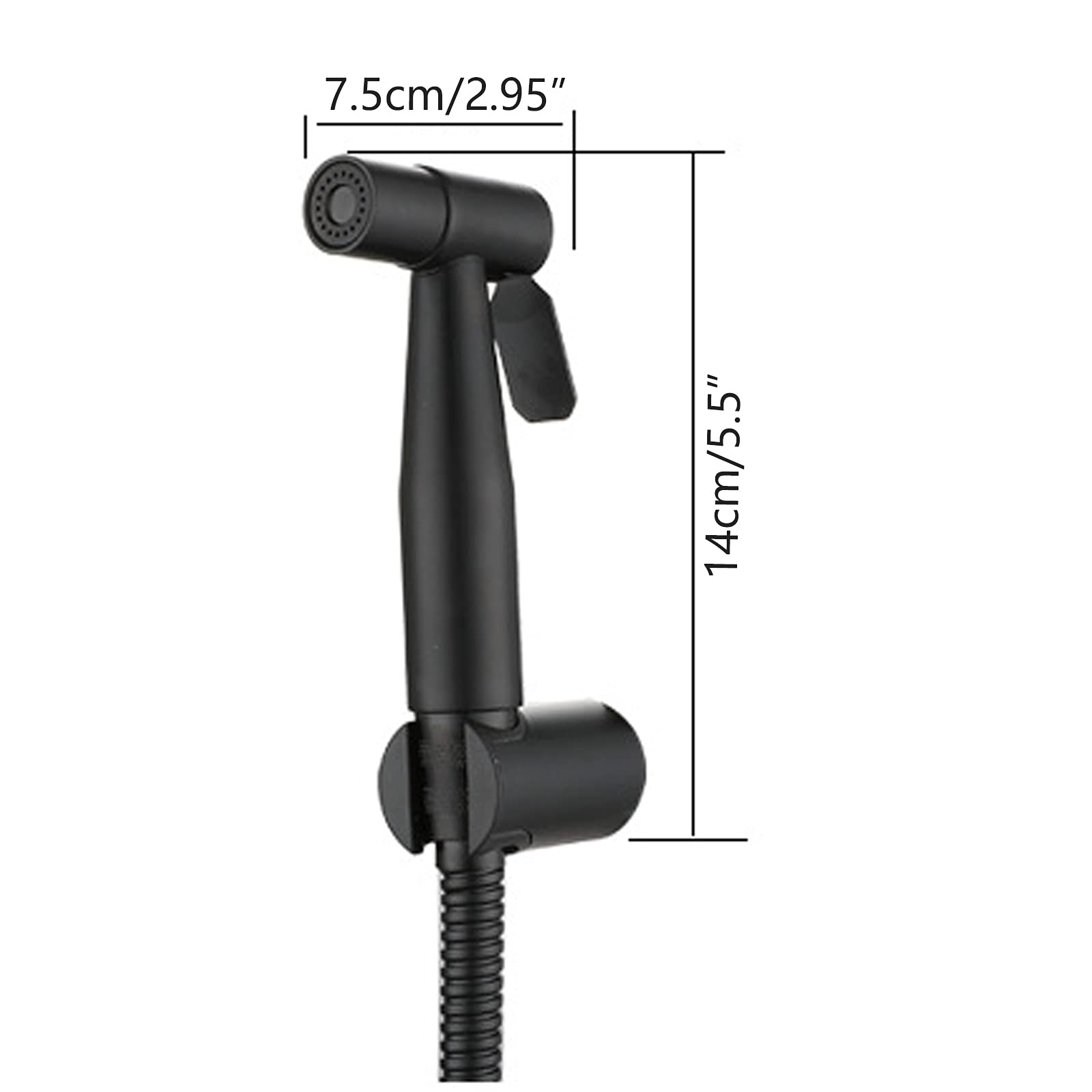 ZIBUYU Jet Spray for Toilet with Easy Grip Lever and Leak Proof Stainless Steel Hose | Black Bidet Handheld Set