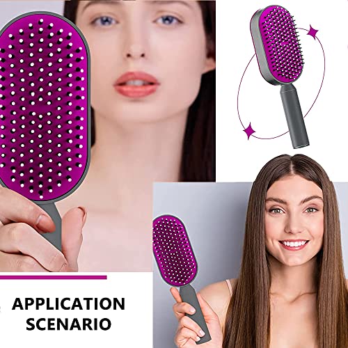 MAYCREATE® Self Cleaning Hair Brush for Women Men, 3D Airbag Cushion Hair Comb Massager Paddle Brush Hairdressing Detangling Anti Static Hairbrush