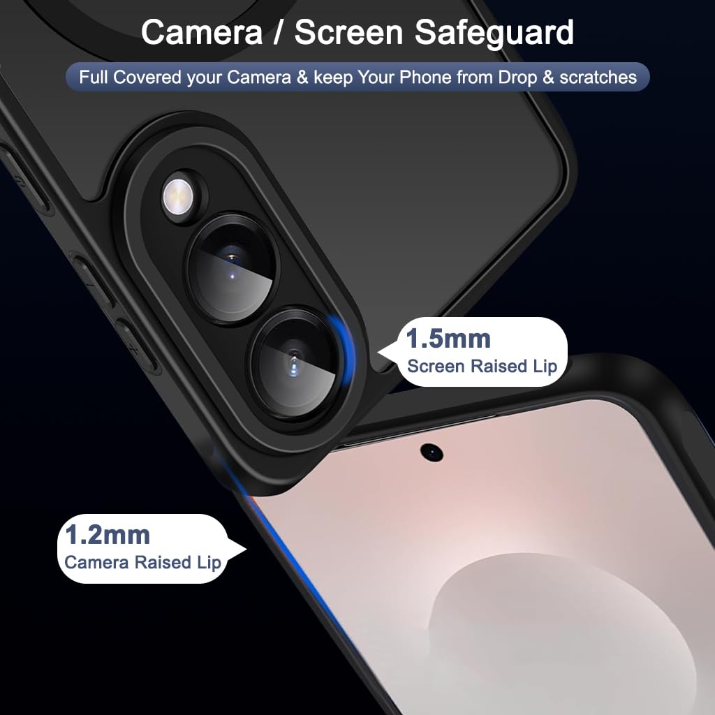 ZORBES Phone Case for Samsung Galaxy S25 Edge with Magnetic Kickstand Ring | Matte Transparent Shockproof Design