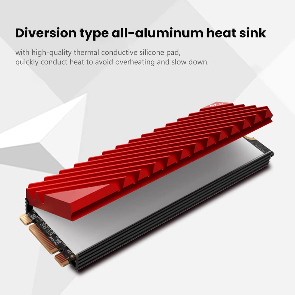 ZORBES® Heat Dissipation Radiator Aluminum Alloy Heat Sink Thermal Cooling Pads for M.2 2280 SSD Heat Sink for PC Computer-Red