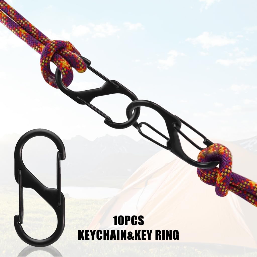 Proberos Carabiner Clip Set for Camping and Outdoor Use with Dual Hooks 40mm | 10 Pcs