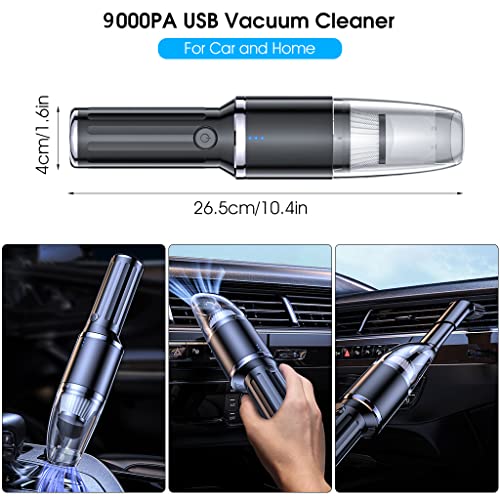 ZORBES® Car Vacuum Cleaner Wireless USB Portable Vacuum Cleaner for Car, Vaccum Cleaner Handheld Vacuum Cleaner with 2 Nozzles, Strong Suction 9000PA Rechargeable Cordless Vacuum Cleaner for Car