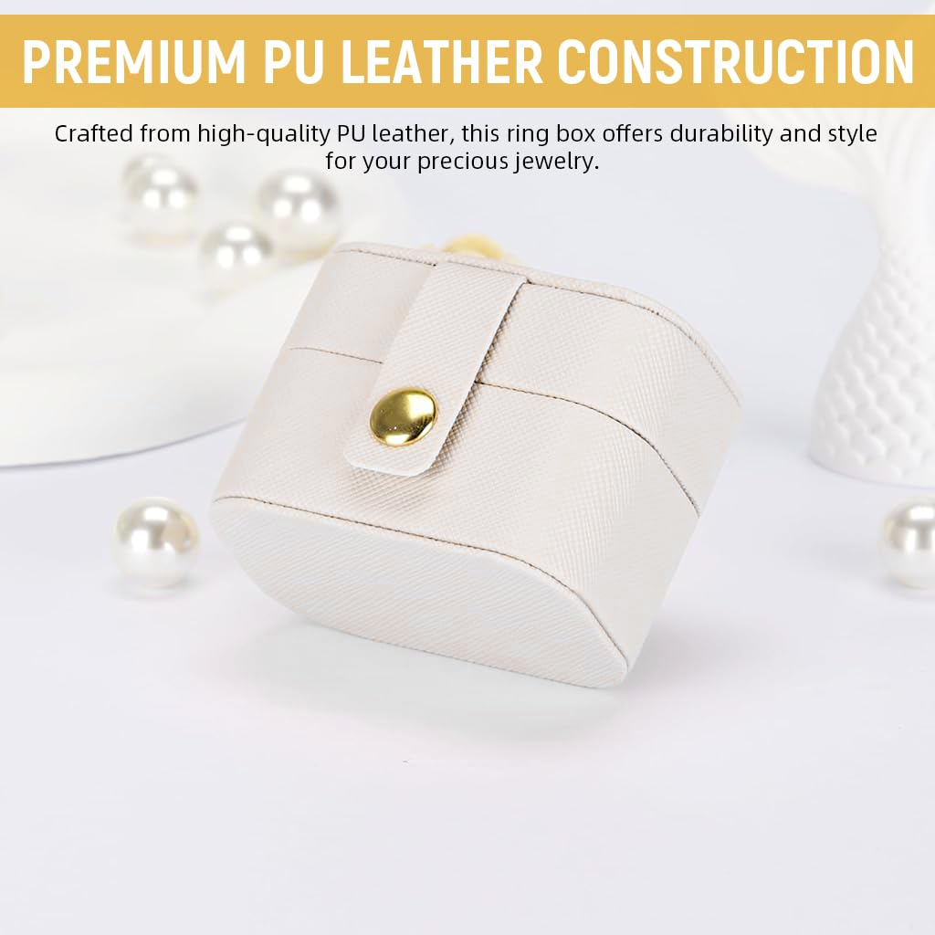 MAYCREATE Ring Box for Travel Jewelry Storage with 4 Slots and Snap Button Closure | Soft Plush Liner
