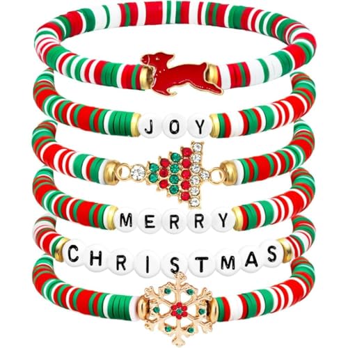 SANNIDHI® 6pcs of Christmas bracelets A cheerful candy-themed Christmas gift - suitable for children aged 3 and up-Multicolor