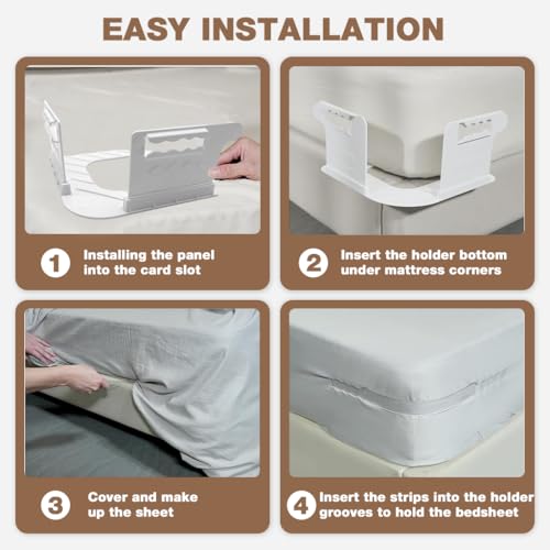 HASTHIP® Fitted Sheet Fasteners Set Invisible Bed Retainers Removable Holder Corner Anchor Clamps Locks Universal, Pack of 4 2PCS