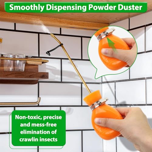 ORTIZA® Silicone Powder Sprayer - Manual Diatomaceous Earth Duster - Garden Spray Bottle With Long Brass Nozzle/Cap - Multi-Purpose Applicator for Gardening Pest Control