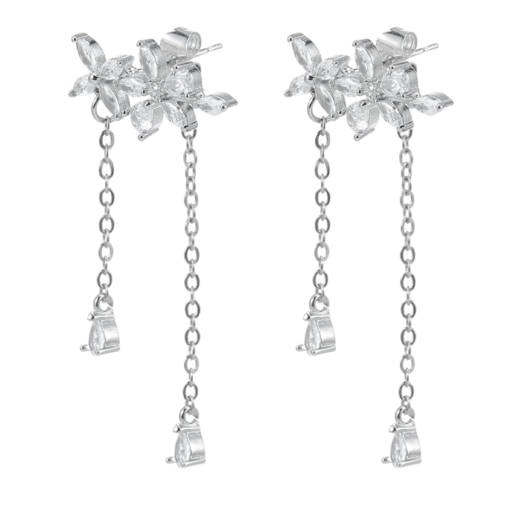 ZIBUYU Long Earrings for Women with Detachable Tassel Threader Design and Floral Motifs | Hypoallergenic Jewelry Gift