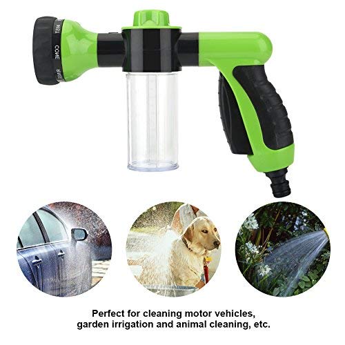 ZIBUYU Mini Foam Water Spray Gun High Pressure 8 Patterns Watering Nozzle Garden Sprayer with Soap Dispenser Foam Washer Gun for Car, Bike, Pets & Cleaning Garden Washing Spray Gun, (Green) - 1