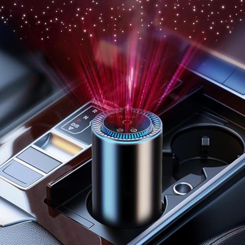 STHIRA® Car Air Fragrance Diffuser 2 in 1 USB Motion Activated Air Freshener with LED Star Projector, Home Car Aroma Diffuser, 3 Spray Modes, Alloy Housing, Touch Button, Car Home Gift