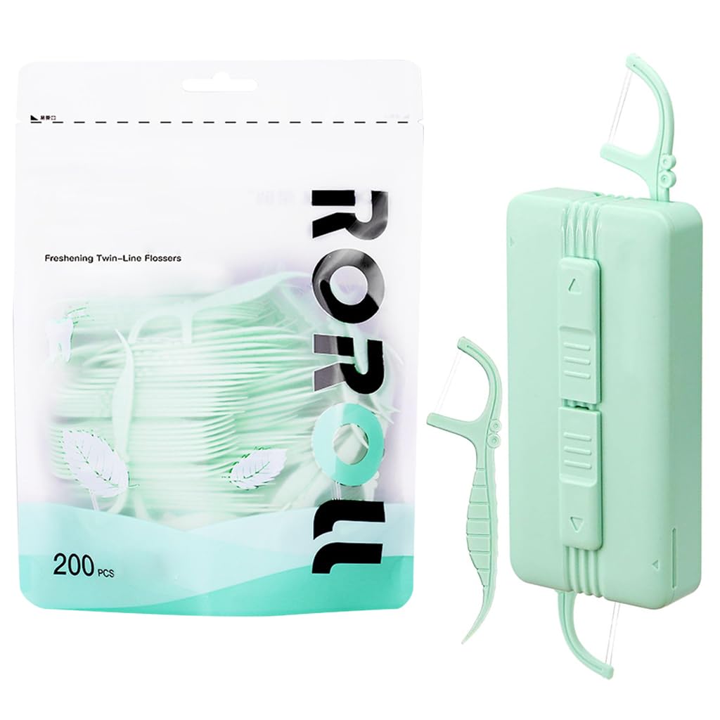 HASTHIP Portable Dental Floss Dispenser with 10 Dual Line Floss Picks for Travel and Mint Fresh Breath