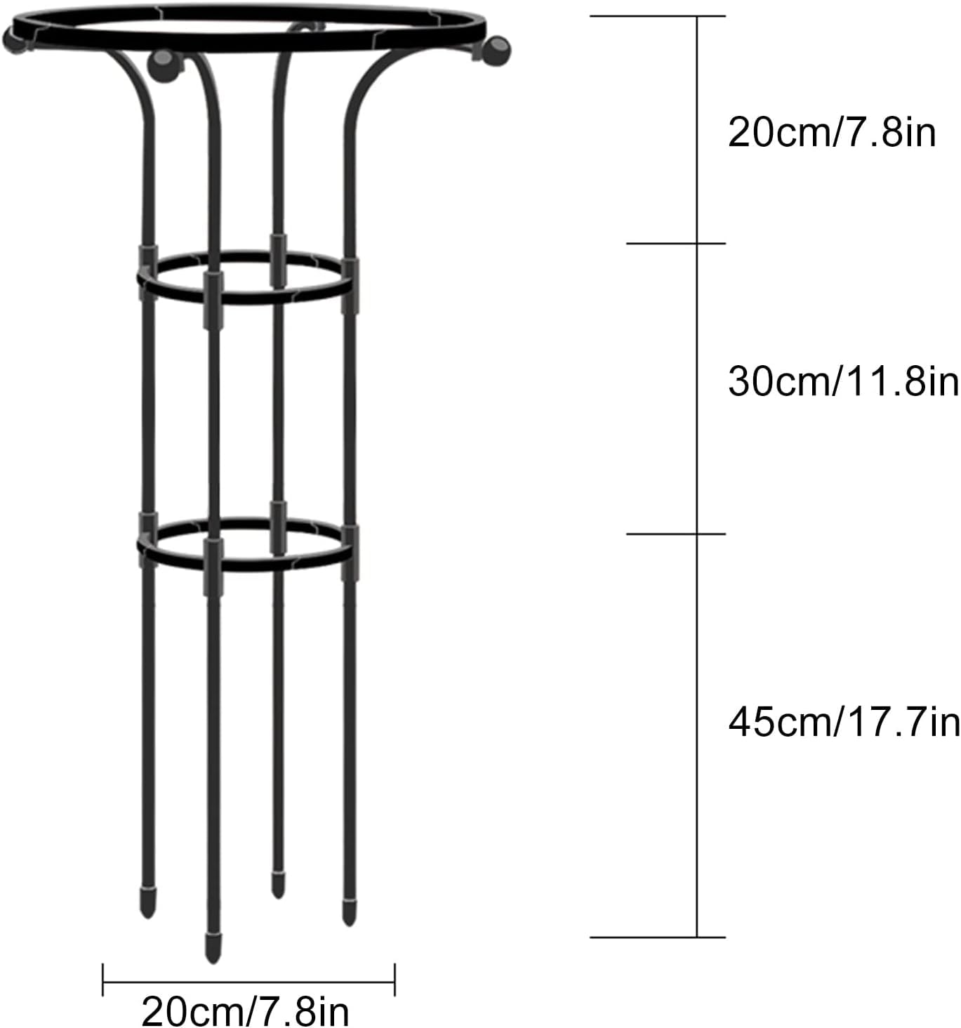 HASTHIP Metal Garden Trellis for Climbing Plants with Hollow Roof Design 90cm Height | Rust-Proof Indoor and Outdoor Support 2 PCS