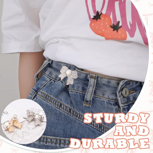 SANNIDHI® Pant Waist Tightener, 2 Sets Adjustable Pentacle Button for Jeans,Instant Removable Jean Buttons for Loose Jeans No Sewing Required Pant Clips Waist Tightener Button Pins Pants