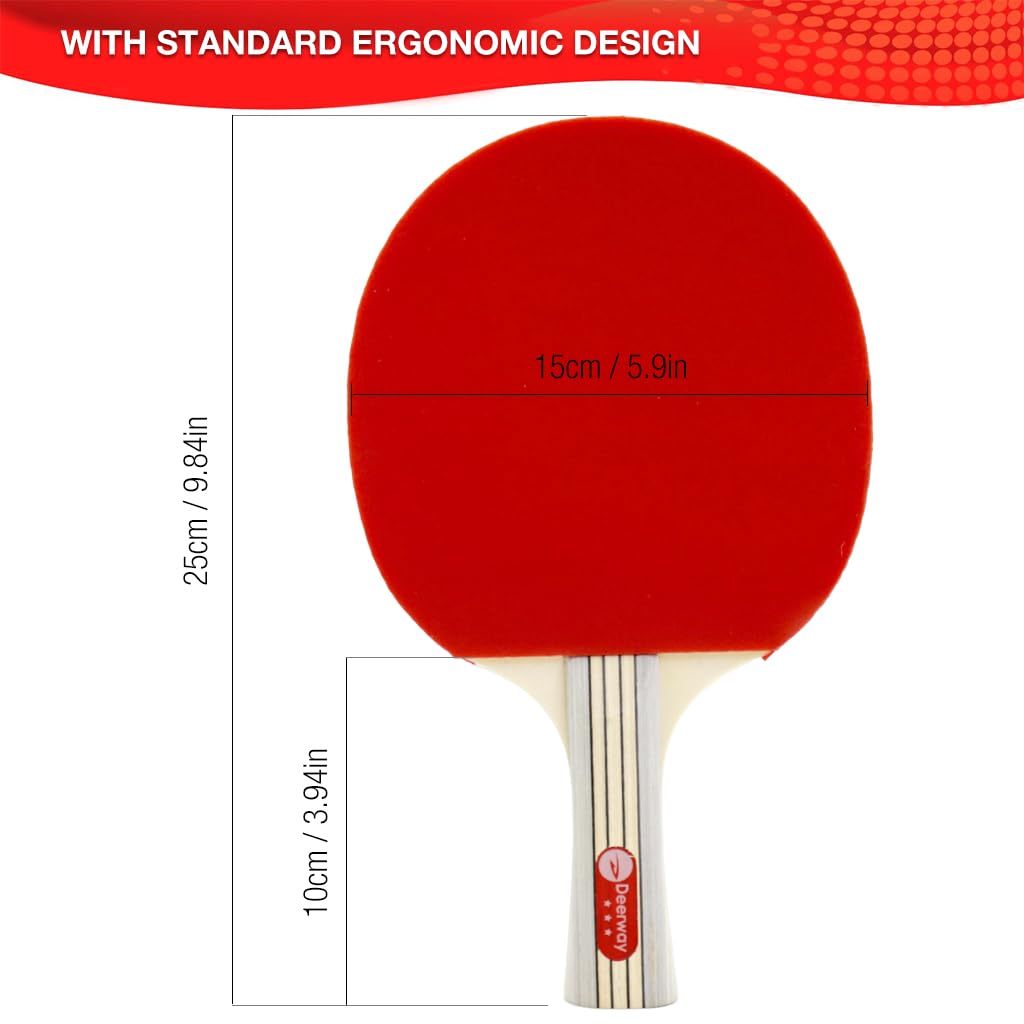 Proberos Table Tennis Racquet Set with 7 Layer Wooden Handle and 10 Percent Larger Blade | Includes 2 Paddles 3 Balls and Storage Bag