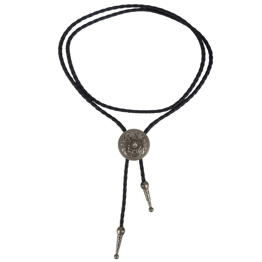 GUSTAVE Necklace for Men featuring Embossed Flower Pendant with Leather Rope Chain | Unisex Punk Accessory for Party and Concert Wear