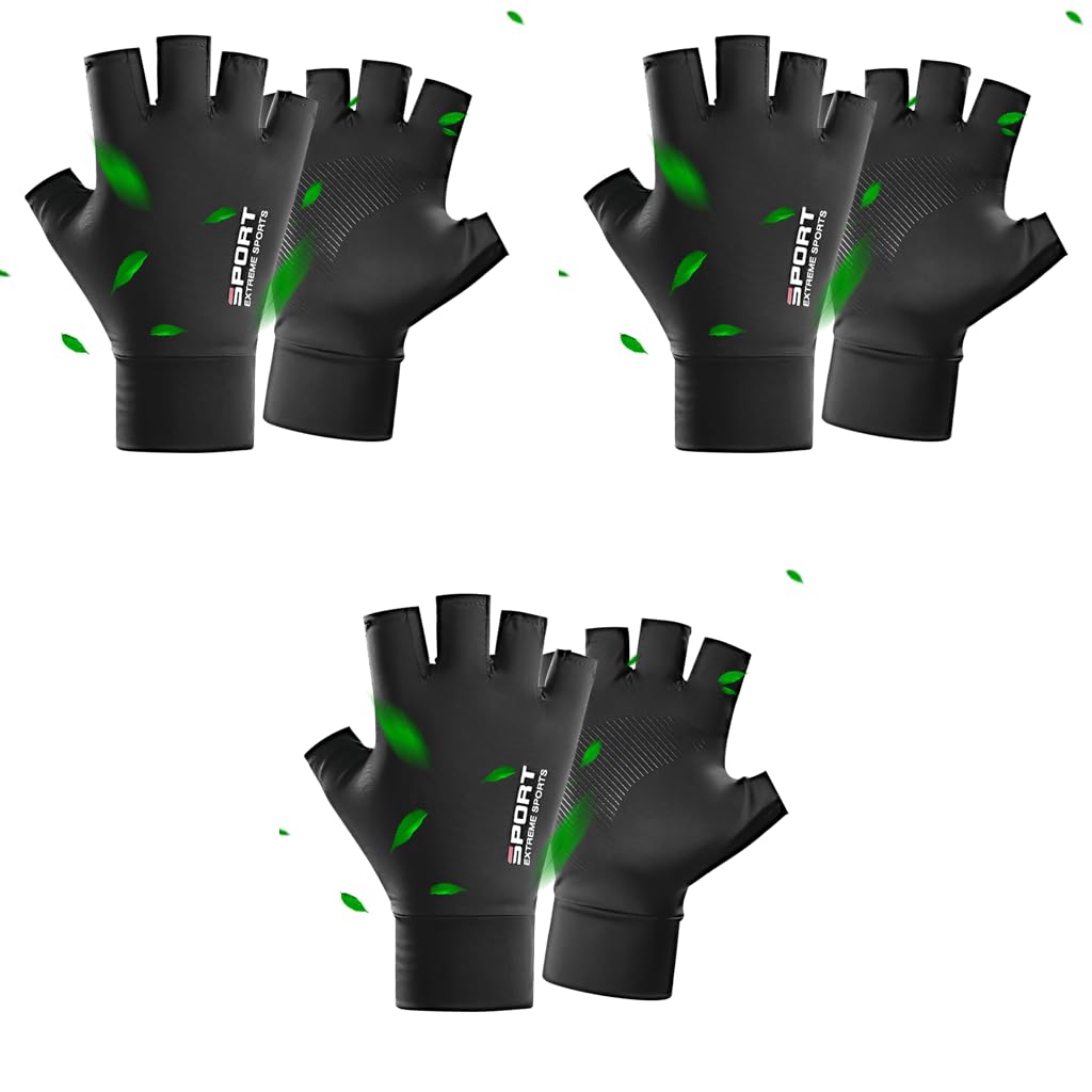 Proberos Fingerless Riding Gloves for Cycling and Fitness featuring Anti Slip Palm | 3 PCS