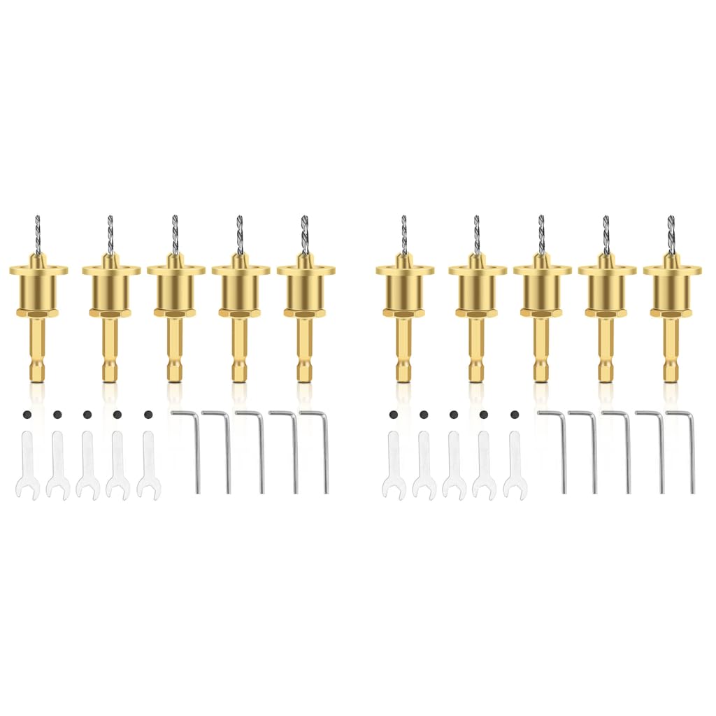 Serplex Woodworking Drill Bit Set 5 Piece for DIY Projects featuring Adjustable Depth Stopper