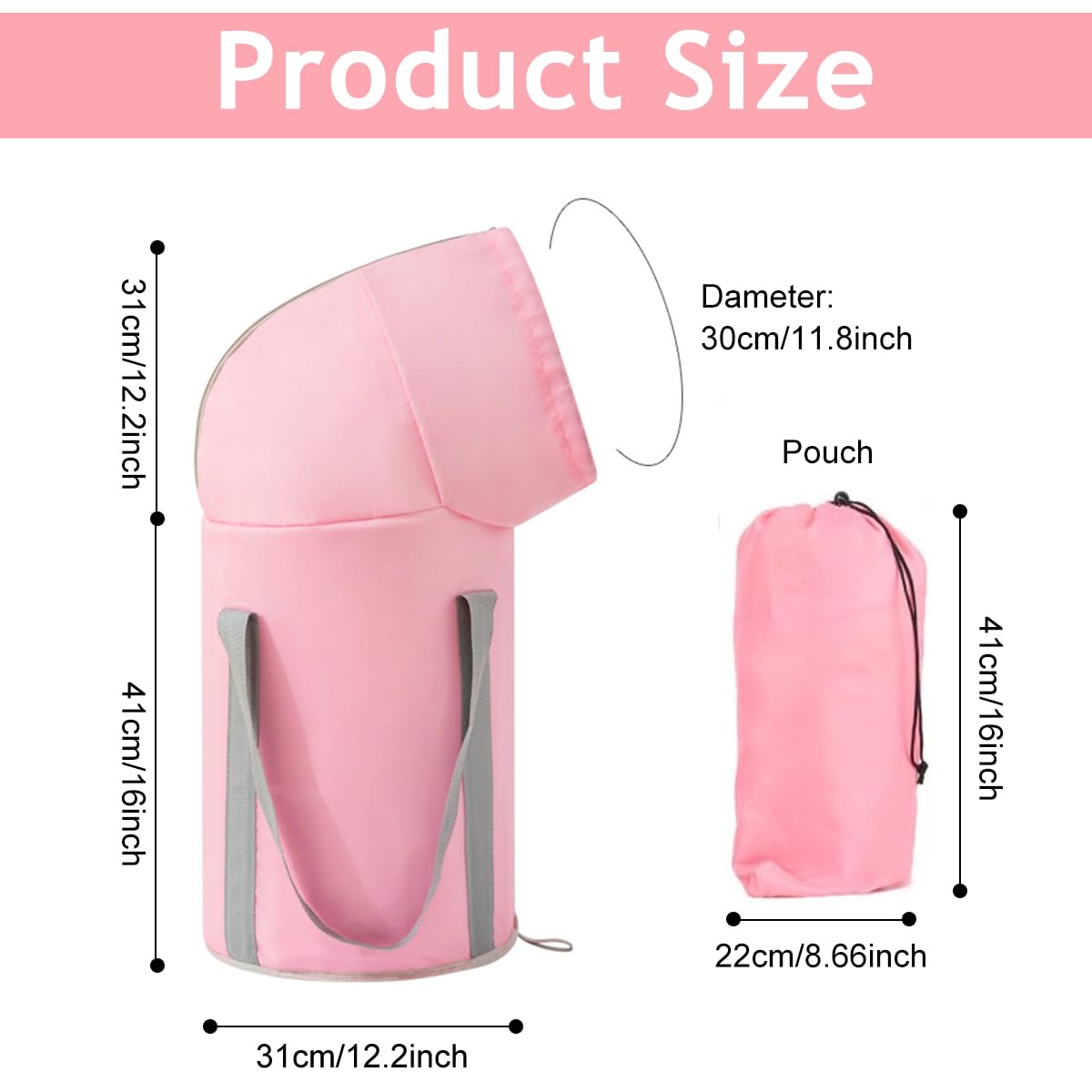 HANNEA Collapsible Foot Soaking Bath Basin for Travel and Home Use featuring Overknee Design | Foldable Insulated Pink Spa Tub