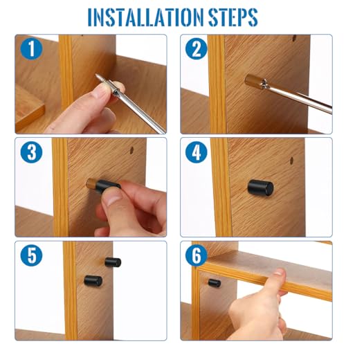 HASTHIP® Shelf Support Pegs Pins with Anti-Slip Silicone Sleeve for Kitchen Cabinet Cupboard Bookcase Closet Wooden Case Black 2PCS