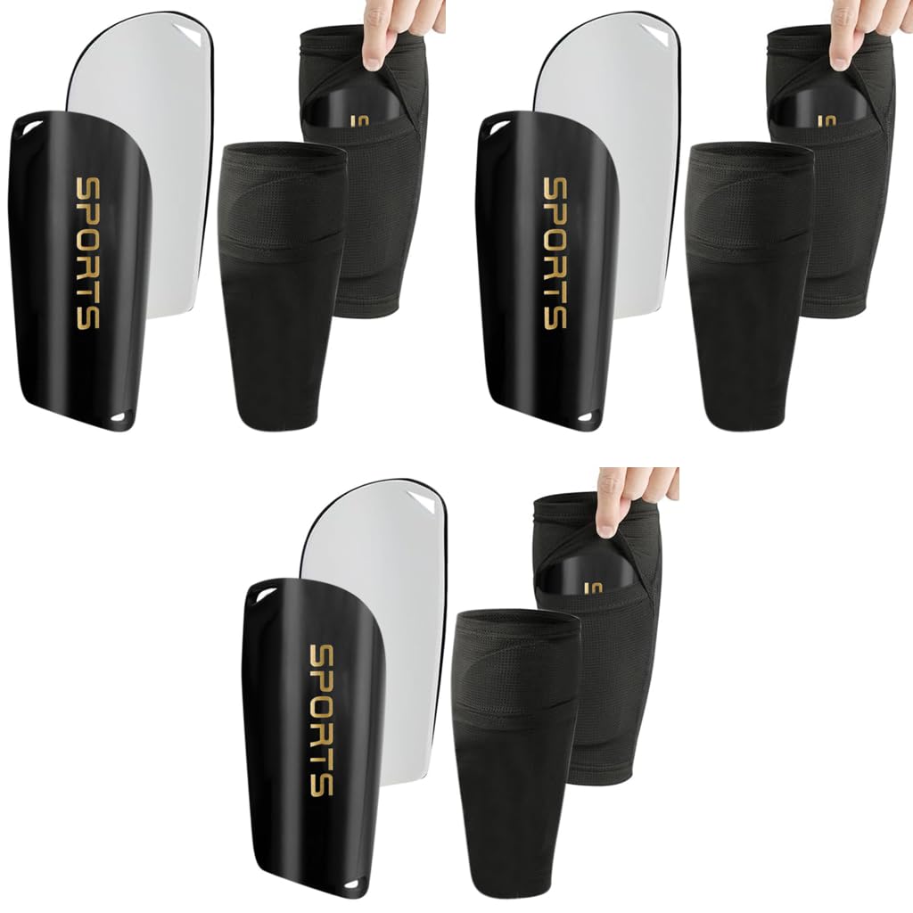 Proberos Football Shin Guards Set for Soccer and Rugby with EVA Cushioning Sleeves M 3pcs