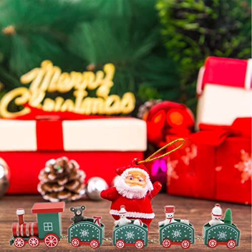 PATPAT® Wooden Christmas Train Toy Christmas Joy Train Toys Christmas Decoration Items for Living Room, Table, Window Platform 4 Train Carriages Christmas Gift Toy for Kids Boys Girls