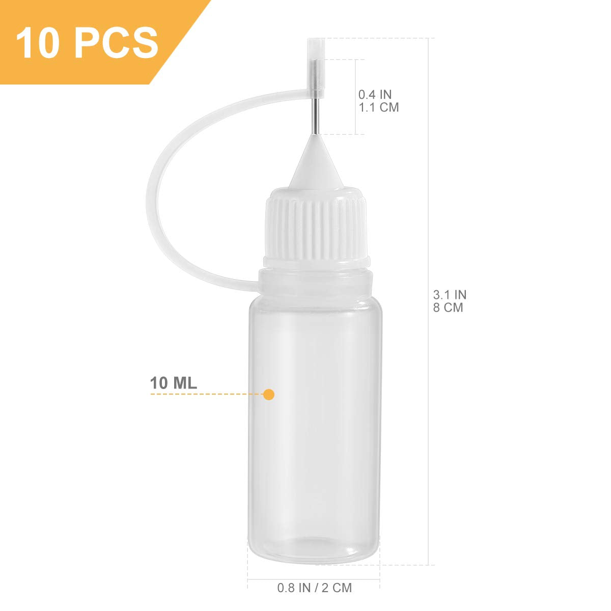 ZIBUYU Precision Tip Applicator Bottles 10 Pcs 10ml for DIY Crafts with Needle Cap | Accurate Glue and Ink Dispensing