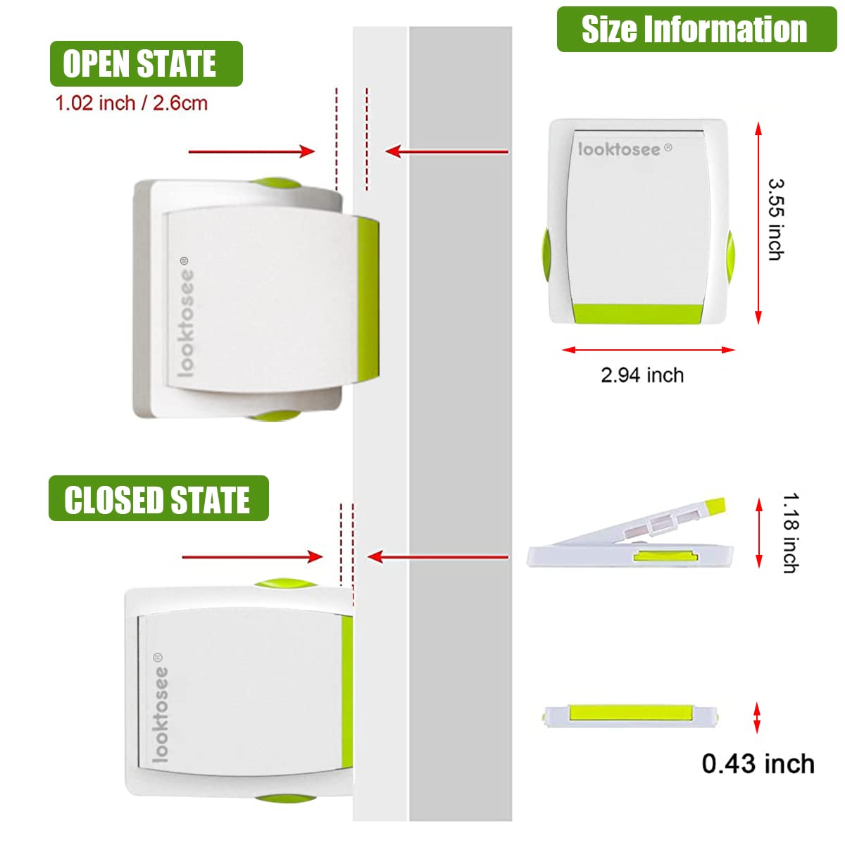 SNOWIE SOFT Security Window Lock for Push Pull Doors with Self Adhesive Stopper | 2 Pack 1.18 in Width for Kids Safety